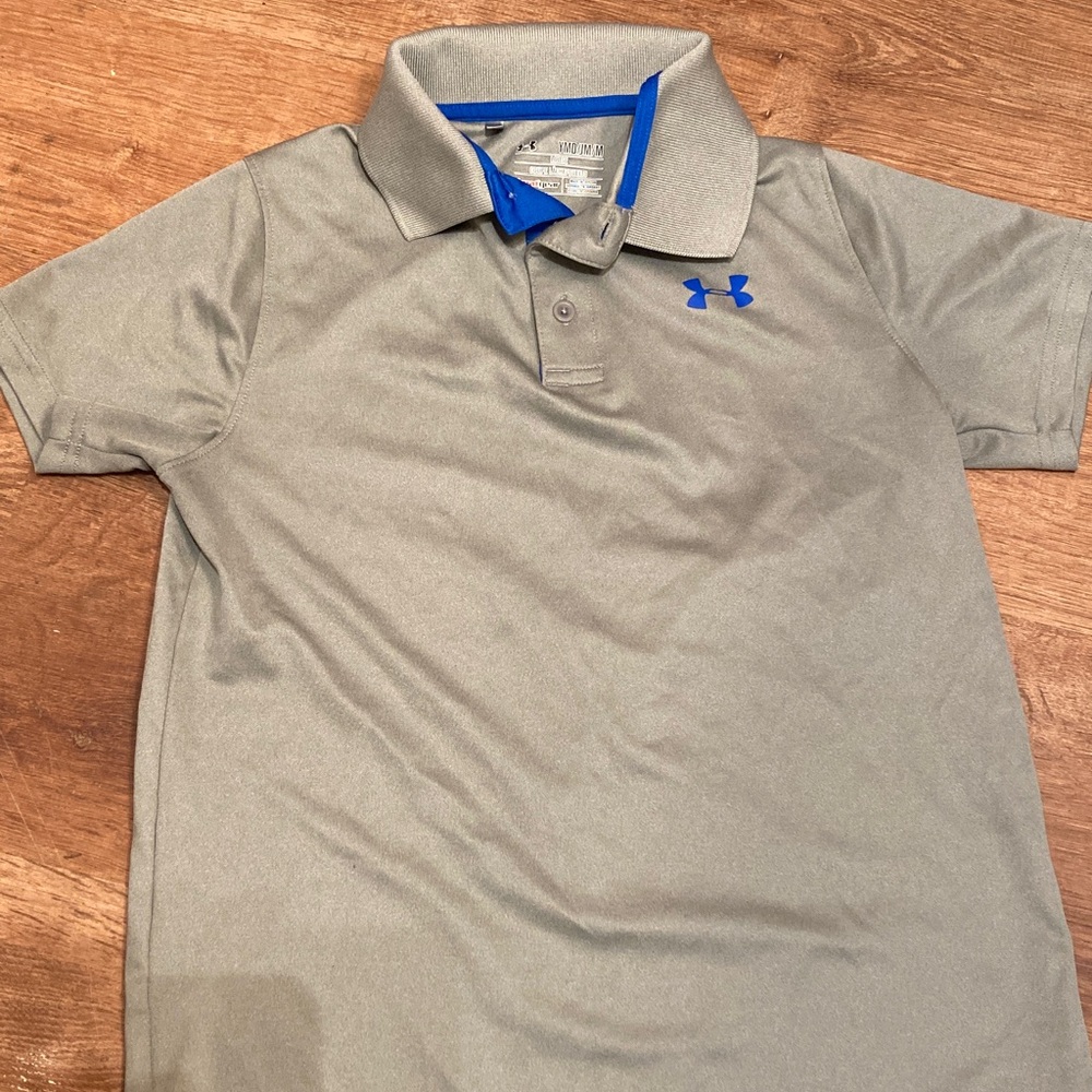 Under Armour Light Gray Polo with Blue Logo